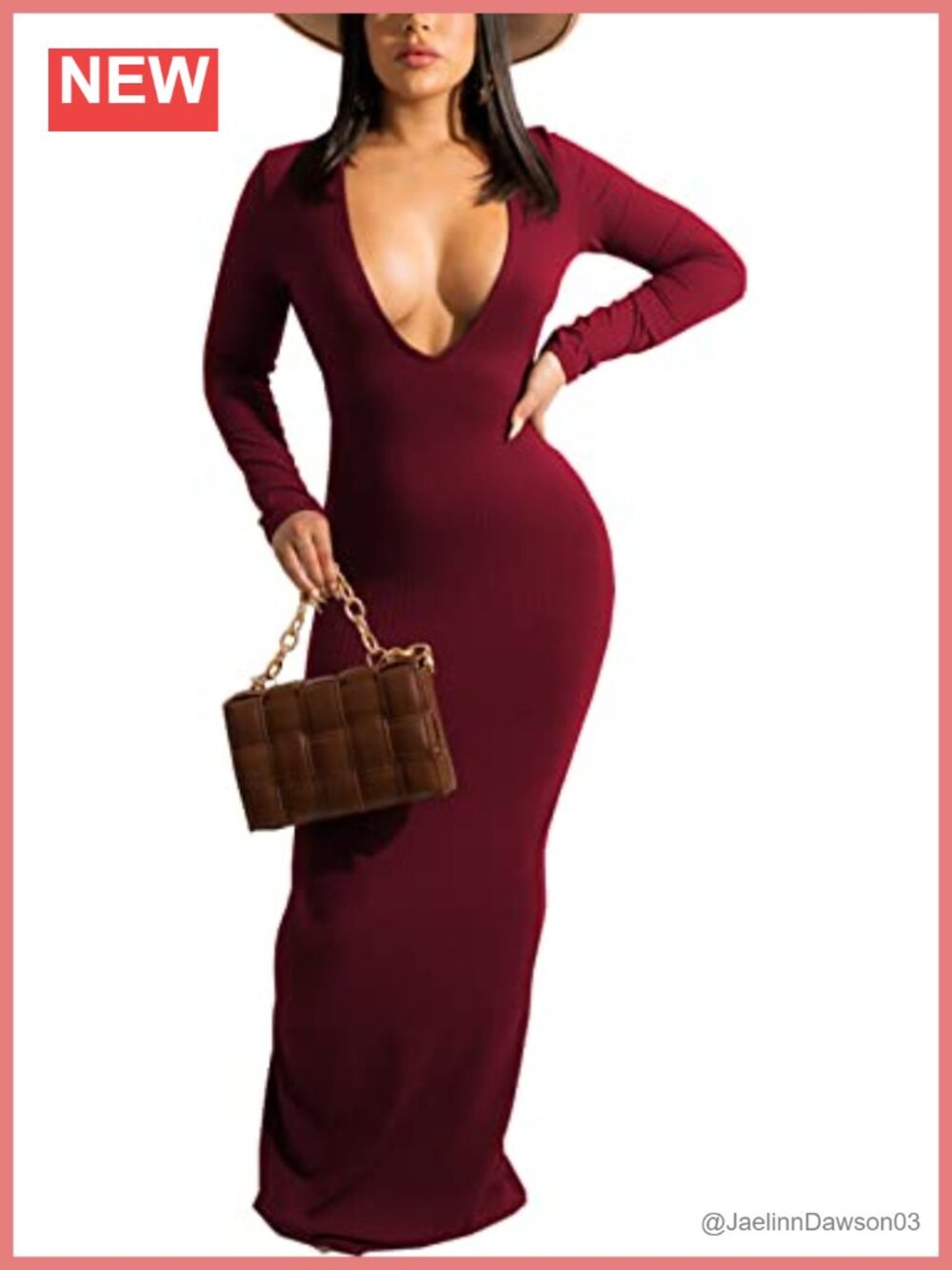 PaladMom Women's Long Sleeve V-Neck Bodycon Maxi Dress Plus Size Club Night